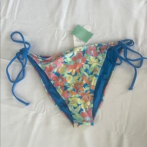 Full Tilt Swim Floral Bikini Bottom - Blue and Multicolor